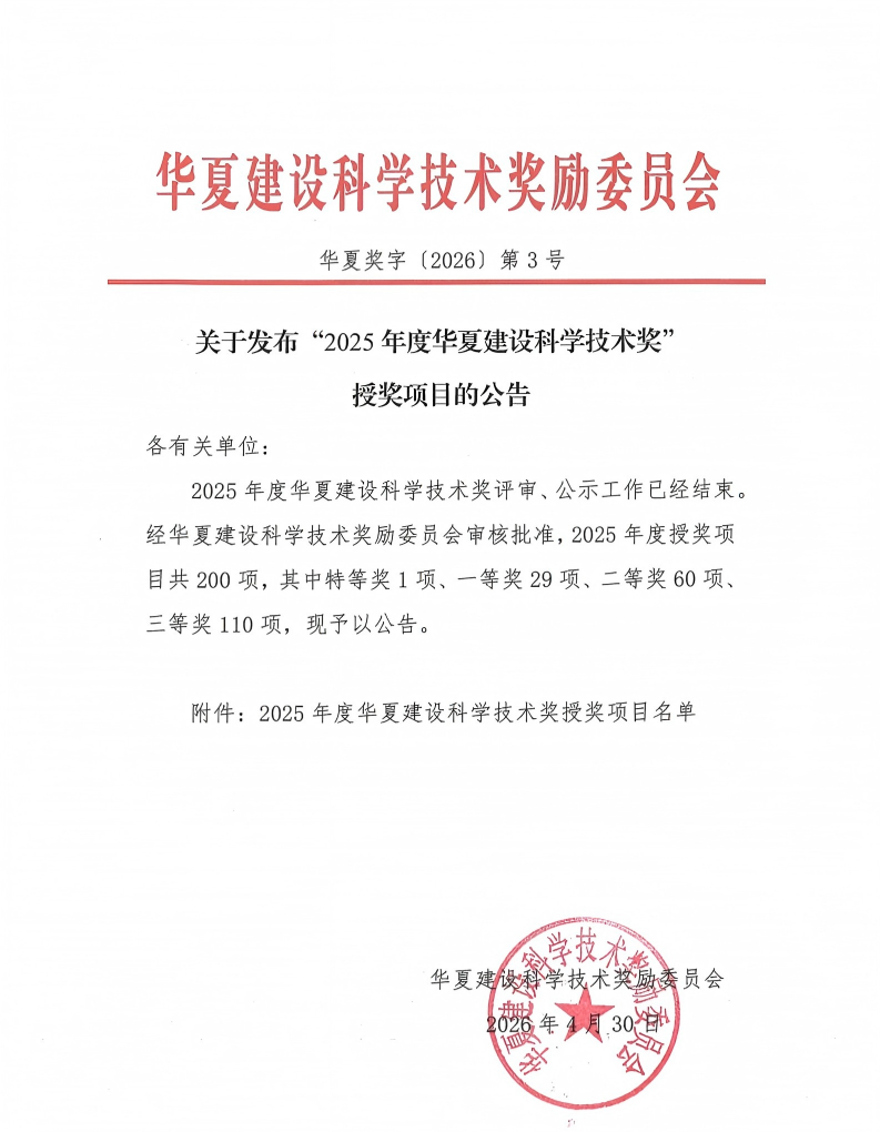 建設領域最高獎-“華夏獎”！ 海吟新環境“裝修垃圾高熱值組分處理關鍵設備研發與應用”榮獲華夏建設科學技術三等獎